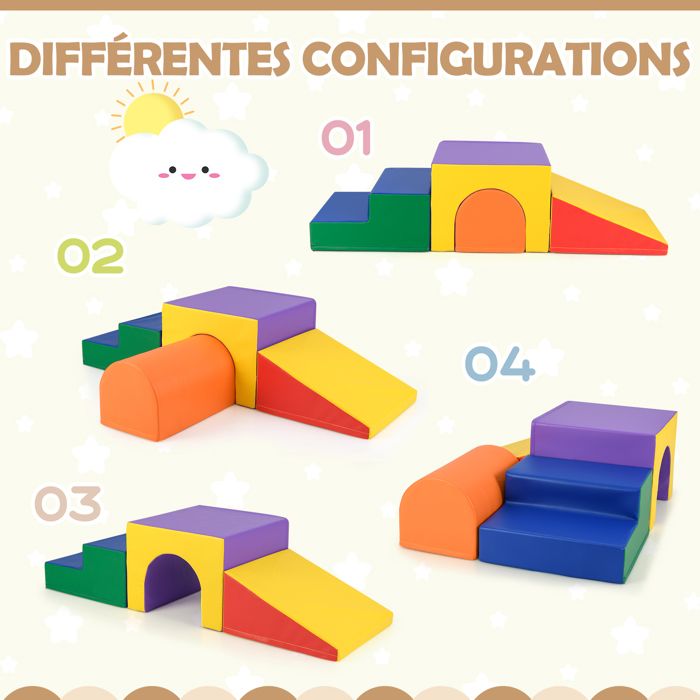 GOPLUS Jeu de Construction pour Enfants, Blocs d'Escalade en Mousse 4 ...