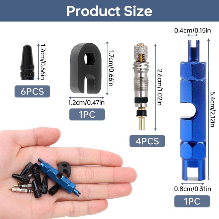 Kit Réparation Valve Presta 27 Pièces - Noyaux, écrous, Adaptateurs Vélo VTT
