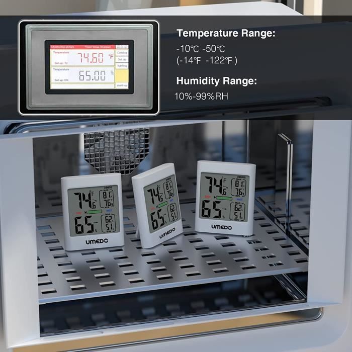 2 Thermomètre numérique Hygrometre Interieur Indicateur D'Humidité Avec  Grand éCran Et ThermomèTre Parfait Pour Surveiller Les Maisons