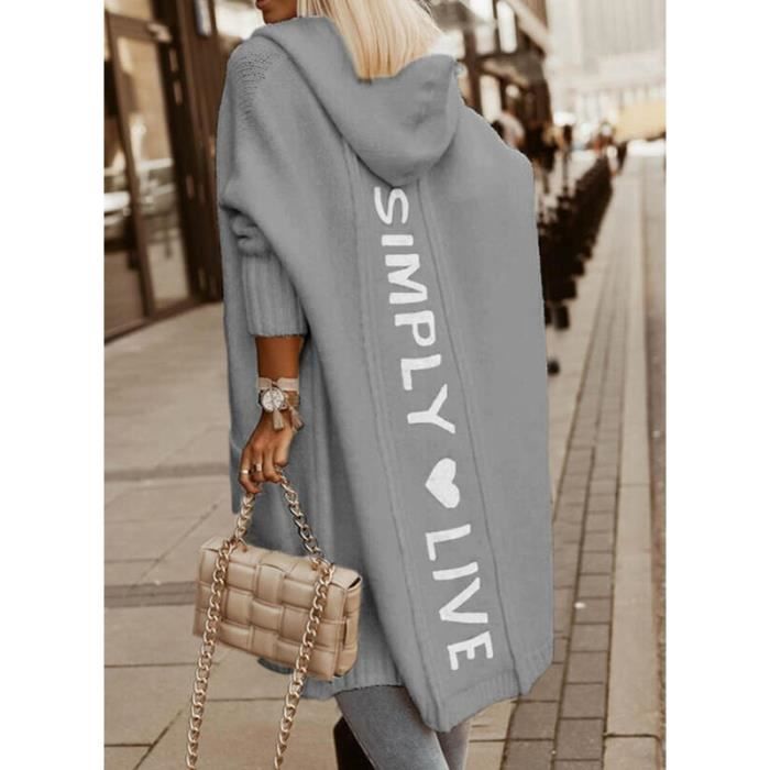 Cardigan Femme Grande Taille Marque Pull Manteau Long En Tricot Manches Longues Gris Gris Cdiscount Pret a Porter