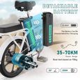 Hitway Vélo Électrique Pliable 16" - E-Bike Adulte Ville - Batterie 36v/8,4ah - 3 Vitesses Max 25km/H - Pédalage Assisté -Blanc-2