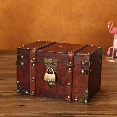 Coffre Trésor Bois Vintage Petit Coffre Au Trésor Vintage En Bois Avec Cadenas - Déco & Rangement (11,8 Cm) Rangement Secret Bijoux