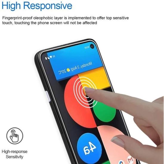 Protecteur D'écran En Verre Trempé 9D Pour Google Pixel 4A 5G - Bordure Noire, Couverture Intégrale Incurvée