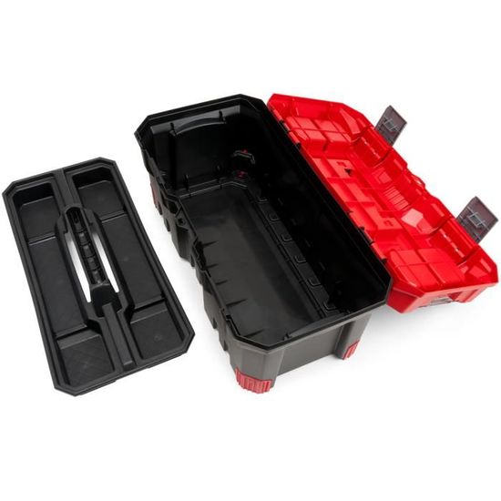 HDG Boîte à outils en plastique de 48,2 cm (19 po) avec loquets en  plastique et plateau am
