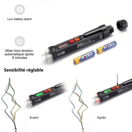 TACKLIFE VT02 Lassers & Levels – Testeur de tension CA/stylo testeur de  tension sans contact