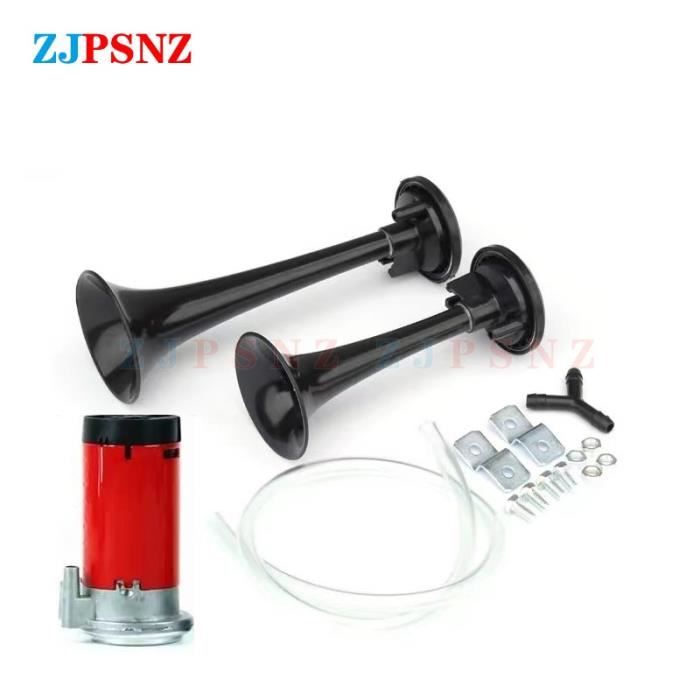 Klaxon Trompette électrique ARAMOX - 135 DB, 12V/24V, Pour Voiture/camion/bateau - Kit Complet - 4