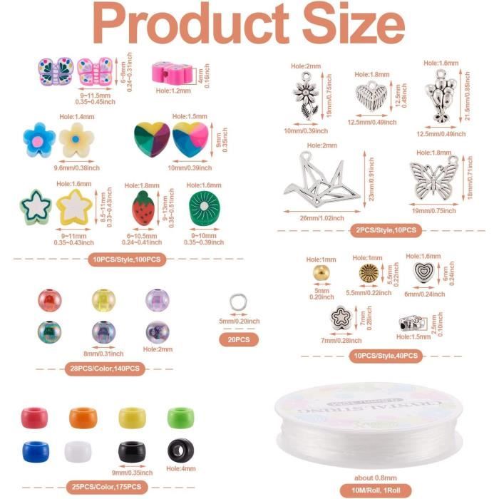 Lot De 480 Perles En Argile Polymère Avec 24 Styles De Fleurs En Forme