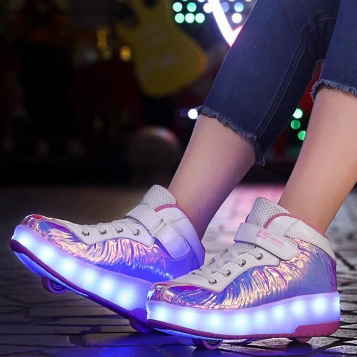 Chaussures à roulettes LED pour enfants - Rose - Skateshoes Basket Sneakers  Double Roues - Achat / Vente Chaussures à roulettes LED pour enfants - Rose  - Skateshoes Basket Sneakers Double Roues - Cdiscount