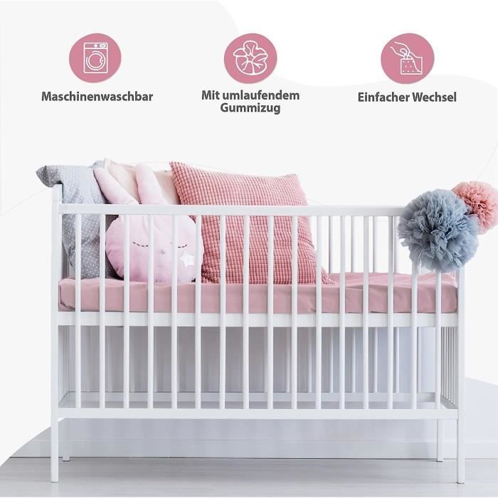 Drap Housse bébé 60x120 cm Drap lit Drap lit bébé draps Housse draps avec  élastique Rose [218] - Cdiscount Puériculture & Eveil bébé