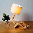 220V Creative Robot Lampe de Bureau, Réglable Peut Mettre Des Livres Bois Lampe De Chevet avec Tissu Abat-Jour E27-3