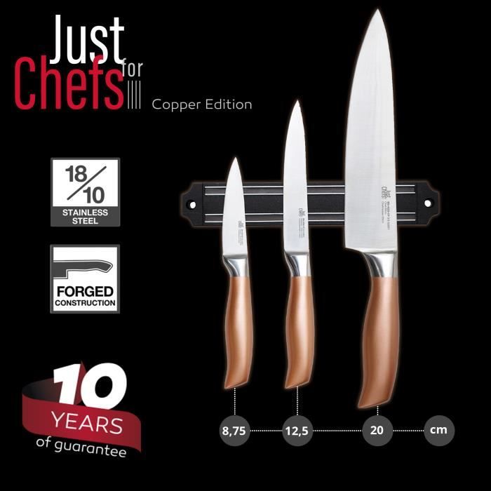 Set de trois couteaux de cuisine Ice Force : Couteau à trancher 20 cm +  couteau Santoku 18 cm + couteau universel 11 cm, Sets de couteaux de  cuisine