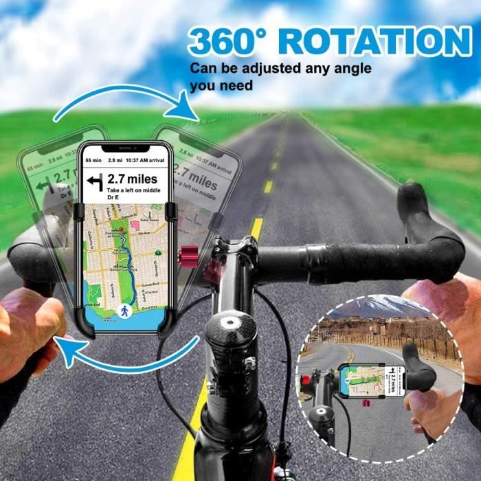 Support telephone moto universel support télephone velo 360° rotation  aluminium anti-fall support smartphone vtt moto pour iphone - Cdiscount  Téléphonie