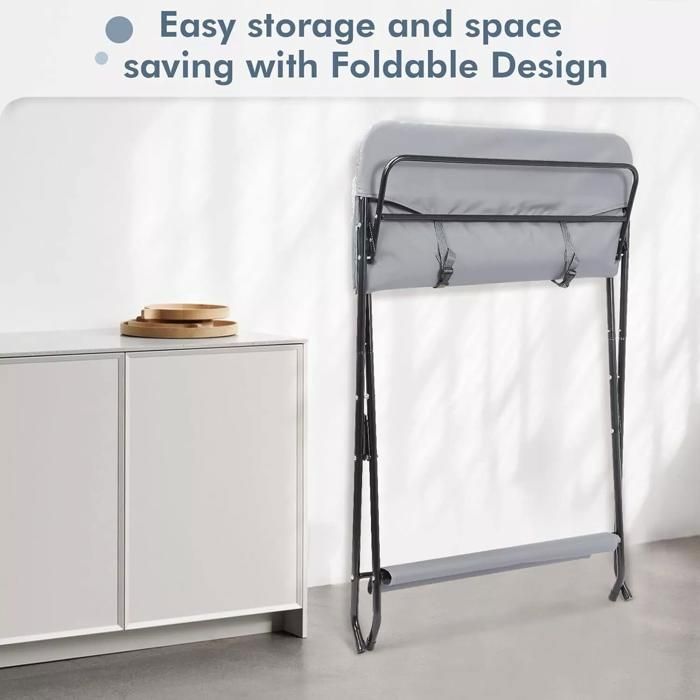 Table à Langer Bébé Pliante Avec Rangement - Hauteur Réglable (5 Niveaux) - Roulettes - Gris - Jusqu'à 45 Kg
