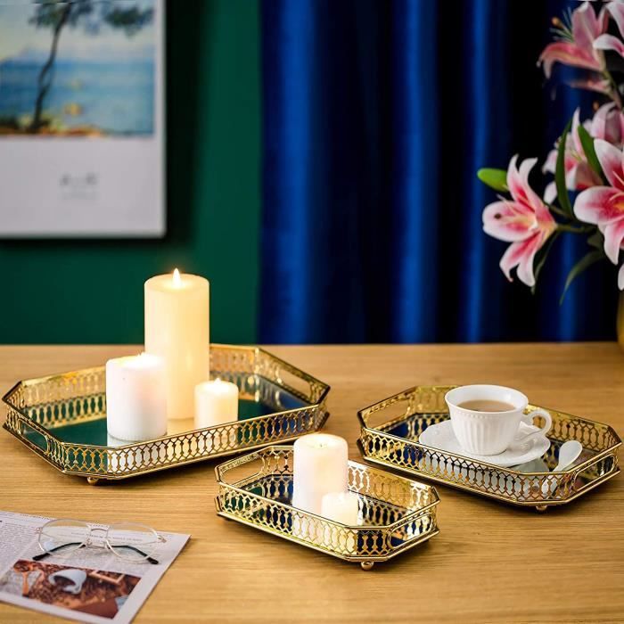 2 Plateaux Ovales En Acier Inoxydable - Rangement Bijoux, Cosmétiques, Décoration Table - Doré Et Argenté