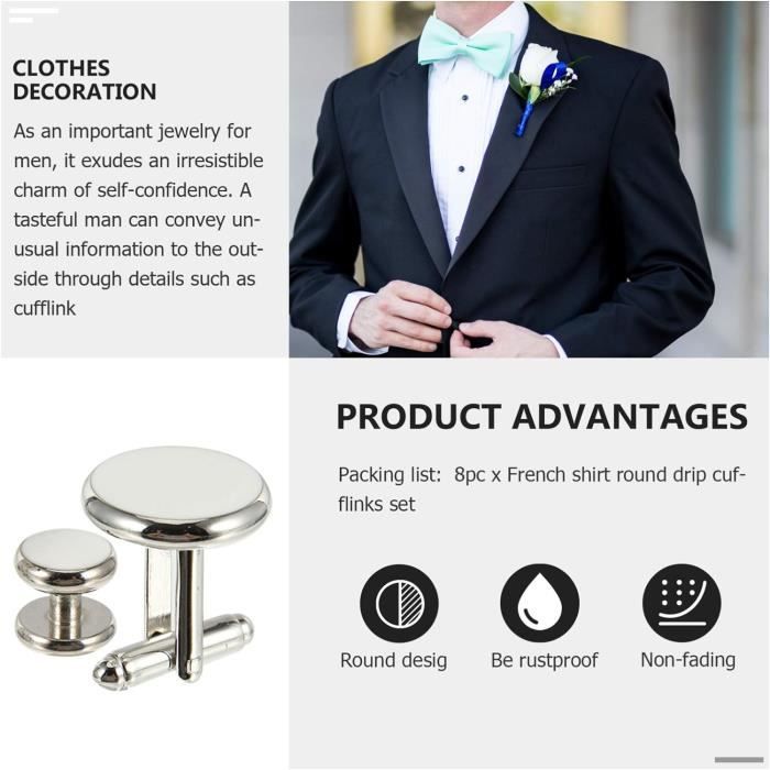 Lot De 2 Boutons De Manchette En Perles Dorées - Pour Chemises à Poignets Français (manchettes) - Alliage De Zinc Et Plastique