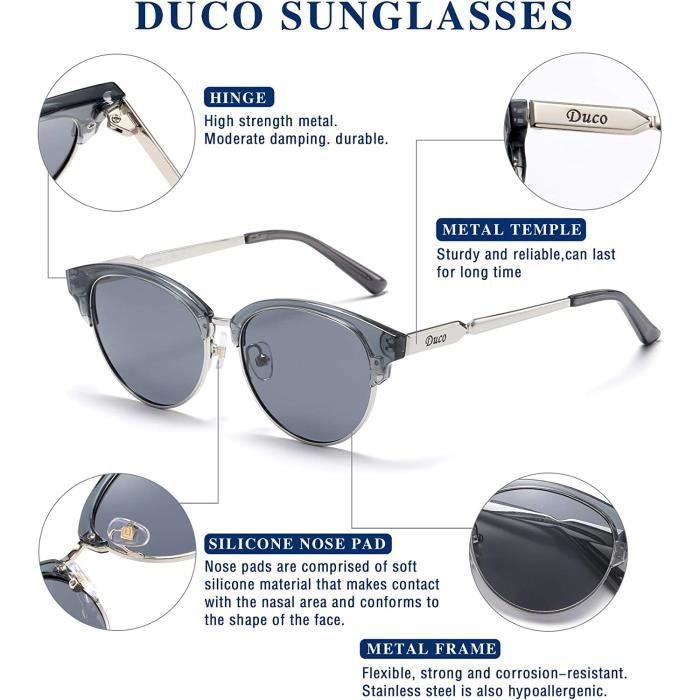 DUCO Lunettes de soleil pour femme Petit visage Protection UV polarisee Design classique retro DC1221 969 Achat Vente lunettes de soleil Cdiscount