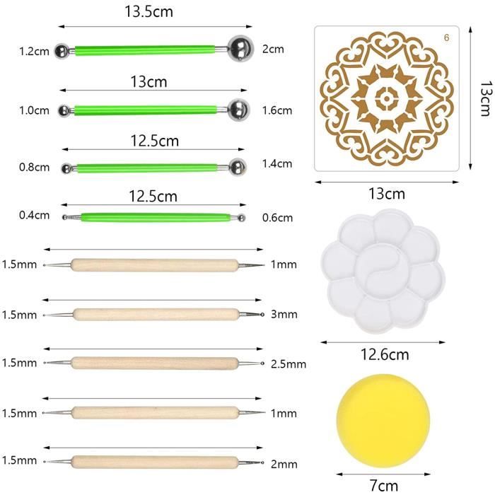 Kit Complet 30 Pcs Outils Peinture Mandala Sur Galet - Pochoirs, Pointage, Palette Et Tiges Acrylique