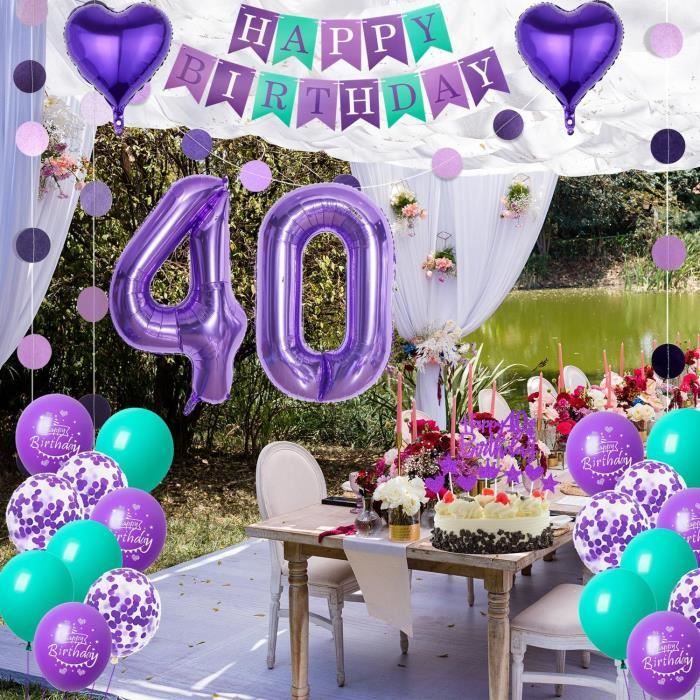 Déco Anniversaire 5 Ans Fille – Kit Complet Violet Avec Ballons, Bannière, Fleurs Et Insert à Gâteau Pour Une Fête De Rêve