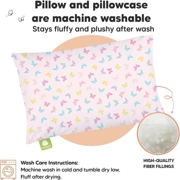 Oreiller de sommeil pour enfant avec taie d'oreiller de voyage pour enfants, 33 x 45,7 cm, lavable en machine, oreiller pour enfants avec taie