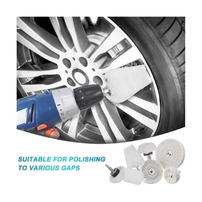 Kit De Roues De Polissage Pour Perceuse – 6 Pièces En Coton/flanelle – Pour Métal, Aluminium, Acier Inox – Diamètres 40 à 100 Mm