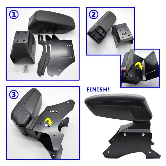 Accoudoir De Voiture Universel Réglable En Hauteur - Console Centrale Avec Rangement Noir
