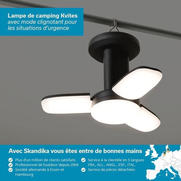 Lampe Lanterne Camping LED 6 En 1 Portable Avec Ventilateur - Solaire, Rechargeable, Pliable - Idéale Randonnée, Pêche, Urgence