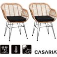 Lot de 2 chaises en osier bambou/polyrotin - CASARIA - Bali - Intérieur/Extérieur - Coussins d'assise lavables-0