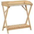 Table de rempotage jardinage - OUTSUNNY - étagère à lattes - plateau tôle acier galvanisé - bois sapin pré-huilé-0