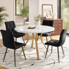 TRUXEN Table à manger avec chaises 5 pièces,ensemble table à manger ronde en marbre en métal doré et 4 chaises ergonomiques en noir