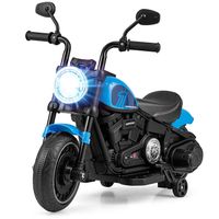 Moto Électrique Enfant DREAMADE avec Roues d'Entraînement, Phares LED, Pneus Filetés, Démarrage Lent, pour 18Mois+, Bleu