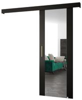 Système de porte coulissante murale intérieure - ABIKSMEBLE Salwador 2 - avec cache rail, miroir, 90x204cm - Noir Noir Or