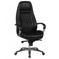 Chaise et fauteuil de bureau noir design en cuir véritable L. 68 x P. 68 x H. 120 - 130 cm collection Nouel Noir