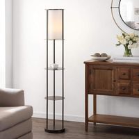 Lampe Salon sur Pied , Lampadaire avec 3 Etagères de Stockage Design Scandinave pour Chambre