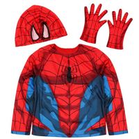 Costume Spider-Man pour garçon - Licence Marvel - Blouse, bonnet et gants - Rouge et bleu