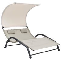 Chaise longue double avec auvent Textilène Crème - VIDAXL - Design - Métal - Meuble de jardin