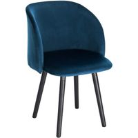 WOLTU 1 X Chaise de salle à manger Bleu Pieds en bois massif Rembourrage en velours Scandinave L 45 x P 46 cm