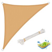 Voile d'ombrage triangulaire WOLTU en HDPE, protection anti-UV pour jardin ou camping, 4.2x4.2x6m Sable