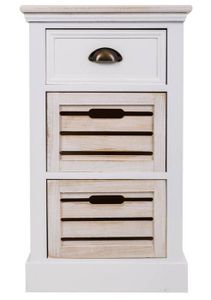 CHIFFONNIER - SEMAINIER Chiffonnier, meuble de rangement en bois avec 3 tiroirs coloris blanc - Longueur 40 x Profondeur 30 x Hauteur 78 cm