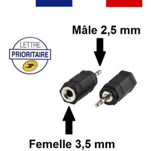 Adaptateur Jack 2.5 mm Stéréo Mâle Vers 3.5 mm Femelle - Cdiscount
