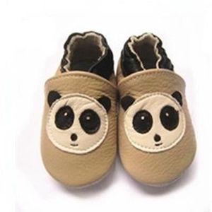 Chaussons B/éb/é en cuir doux Panda 12//18 mois
