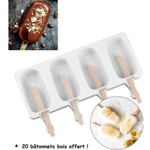 100 petits bâtonnets en bois pour glaces esquimaux 7cm - Silikomart