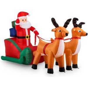PERSONNAGES ET ANIMAUX Traîneau à rennes avec Père Noël gonflable lumineu