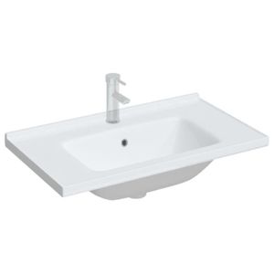 LAVABO - VASQUE Évier salle de bain rectangulaire céramique blanc 