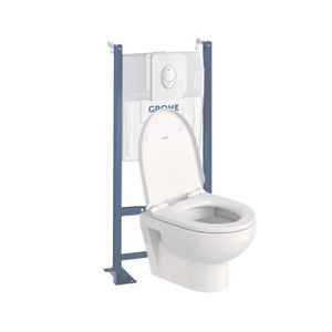 WC - TOILETTES Pack WC suspendu sans bride compact DURAVIT Duravit No.1 + bâti support GROHE Rapid SL Projet + abattant + plaque blanc