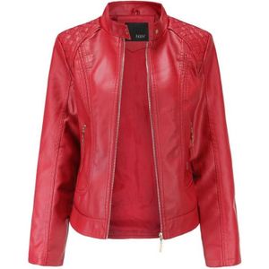 VESTE Veste en Cuir Femme - Chaleur Tempérament - Rouge 