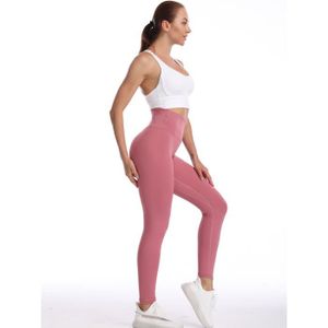 PANTALON DE SPORT Pantalon de sport,Femmes Fitness collant course Yoga pantalon taille haute Leggings sans couture pousser les jambes - PINK[A10500]