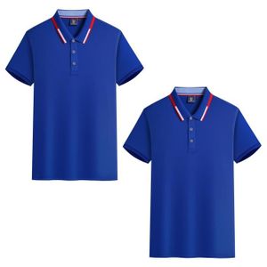 POLO Lot de 2 Polo Homme Ete Manches Courtes T-Shirt Elegant Couleur Unie Casual Top Respirant Tissu Confortable - Bleu fonce