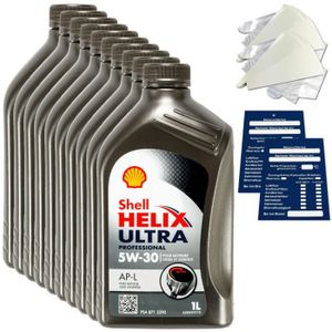 HUILE MOTEUR 10 Litre Original Shell Helix Ultra Professionnel AP-L 5W30 Huile 550040602 Acea