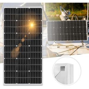 KIT PHOTOVOLTAIQUE LZQ Panneau solaire monocristallin 100 W - Panneau solaire photovoltaïque avec IP65 - Boîte de jonction étanche - Idéal pour cam153