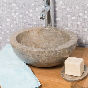 LAVABO - VASQUE Vasque à poser en marbre gris - WANDA COLLECTION -